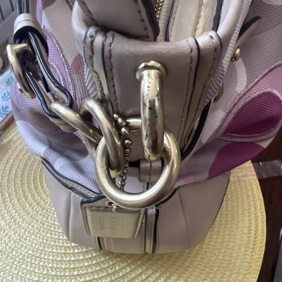 Coach Colette Pink Tan Signature Beige Leather Hobo Bag #16441 - Picture 12 of 13